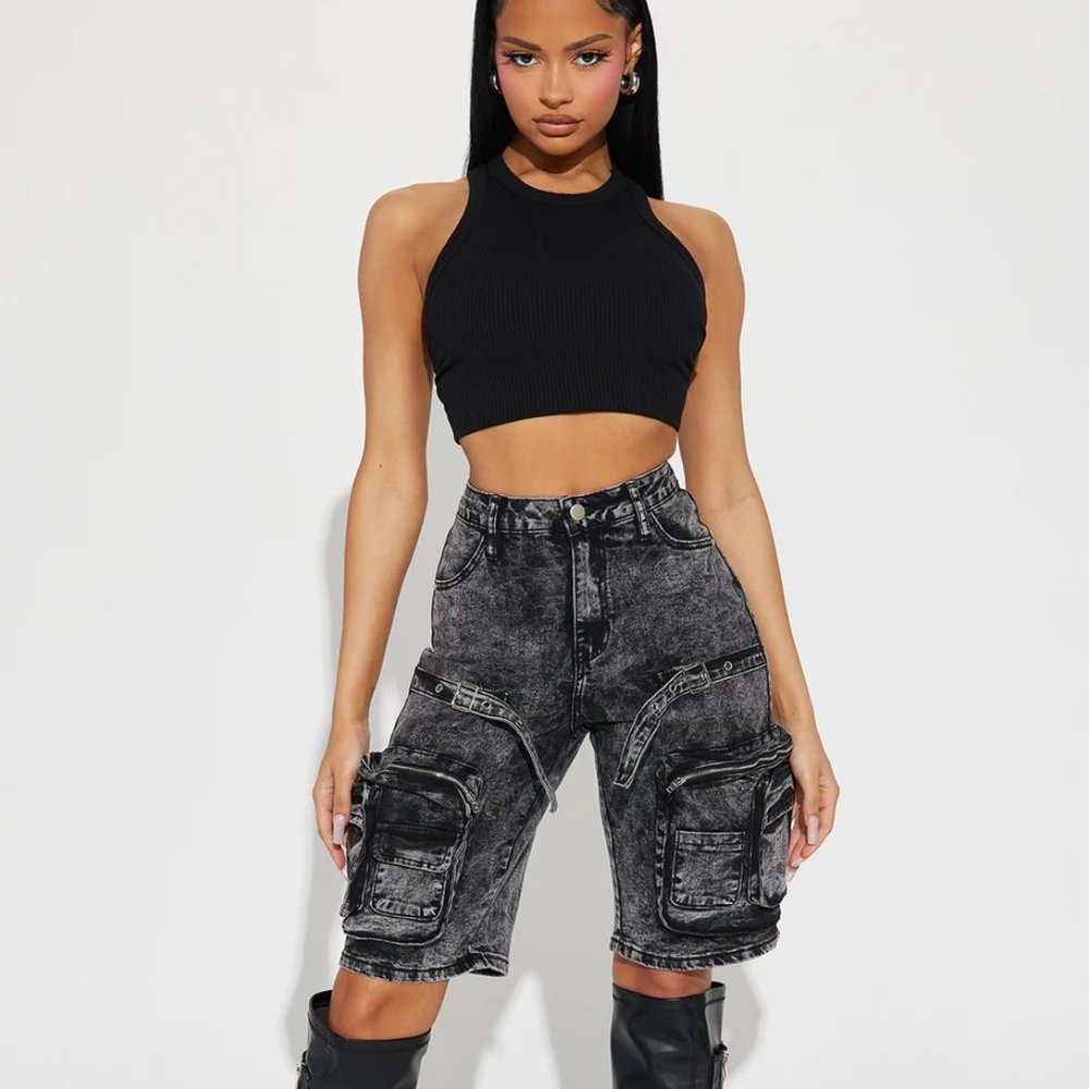 Fashion Nova Denim Cargo Shorts